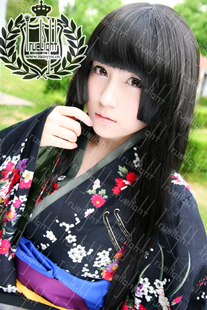 超原版!阎魔爱cosplay地狱少女二笼繁花和服日式少女黑色和服定做