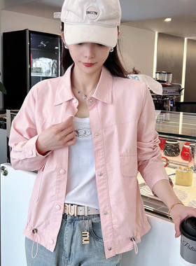 防晒衣女款夏季2025新款粉色休闲防晒服短款薄冲锋衣外套女春秋款
