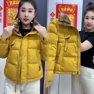 时尚格子彩色拼接短款羽绒服冬季2025新款鸭绒保暖小个子年轻外套