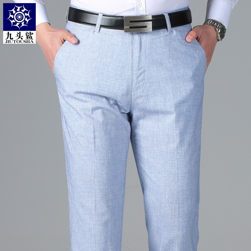 亚麻男裤宽松直筒2019夏季薄款商务休闲裤男中年爸爸装棉麻裤子男|msdalam kategori Pakaian Lelaki, seluar santai - dari Buy2taobao.com untuk memberikan perkhidmatan ejen Taobao profesional membeli