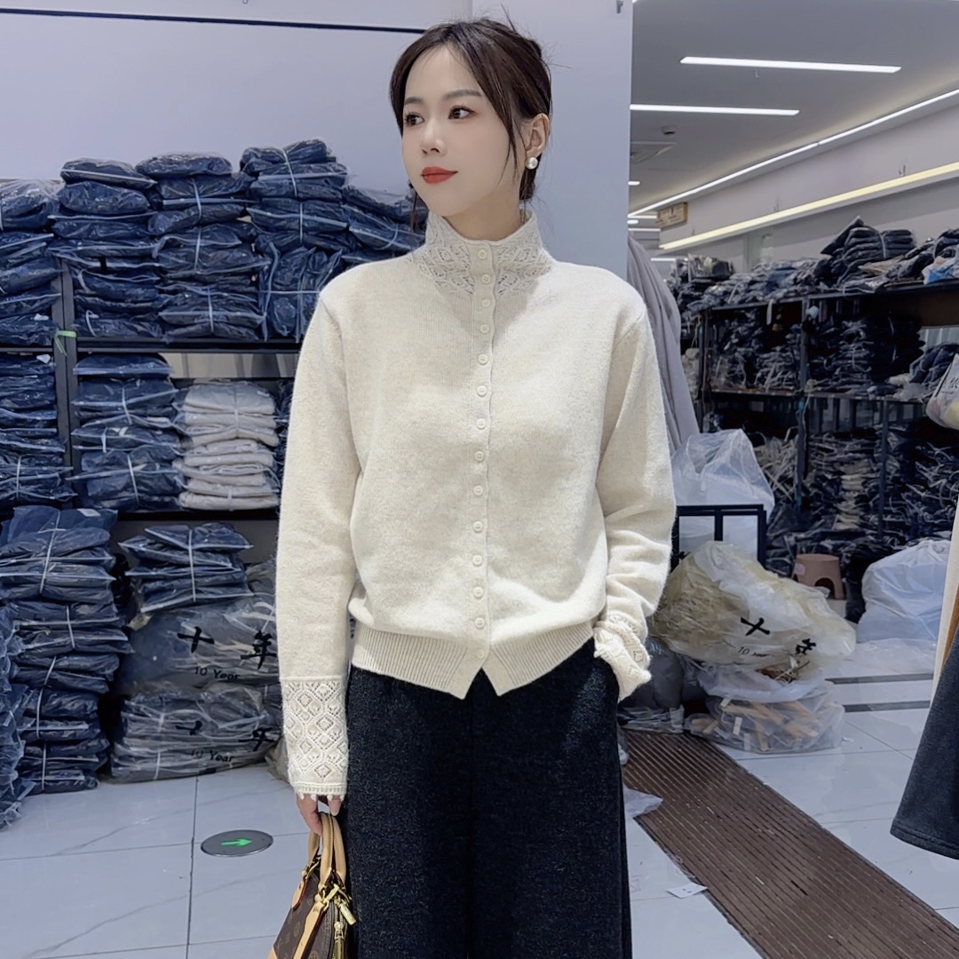 韩式立领单排扣针织开衫女显瘦百搭休闲毛衣外套羊毛打底衫潮上衣