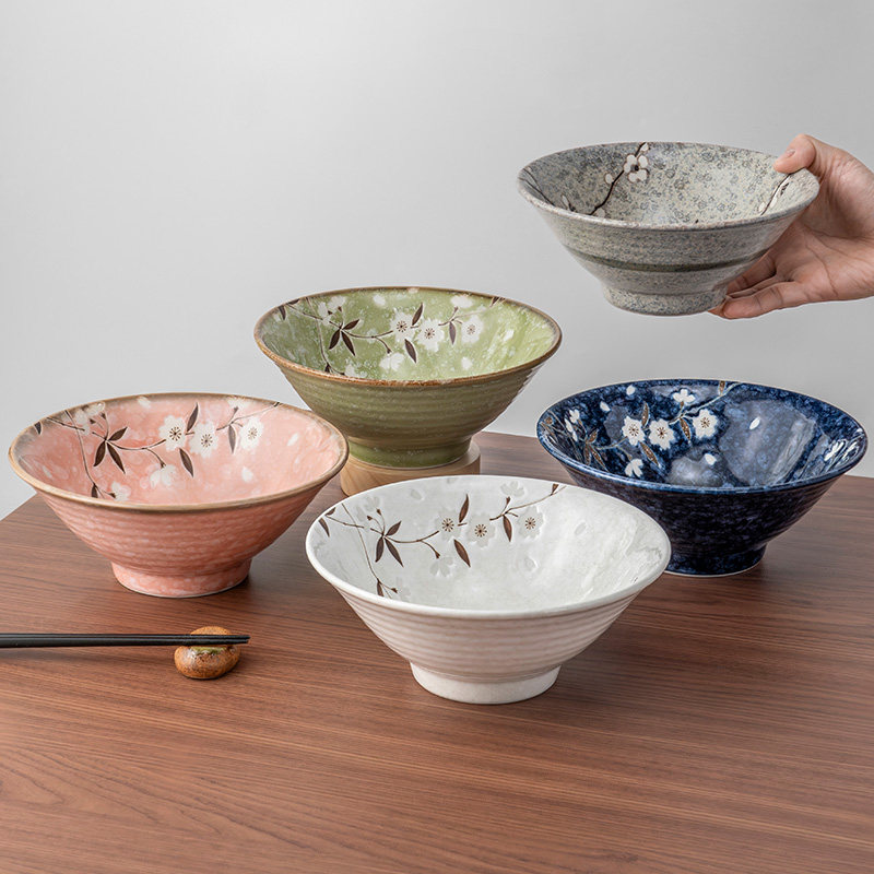 美浓烧日本进口釉下餐具陶瓷面碗