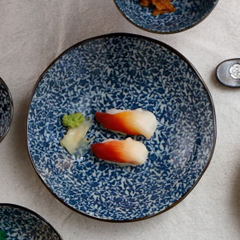 美浓烧日本进口釉下陶瓷餐具菜盘