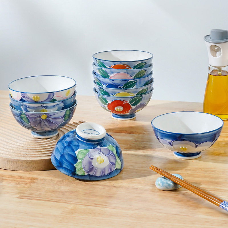美浓烧日本进口釉下陶瓷餐具饭碗
