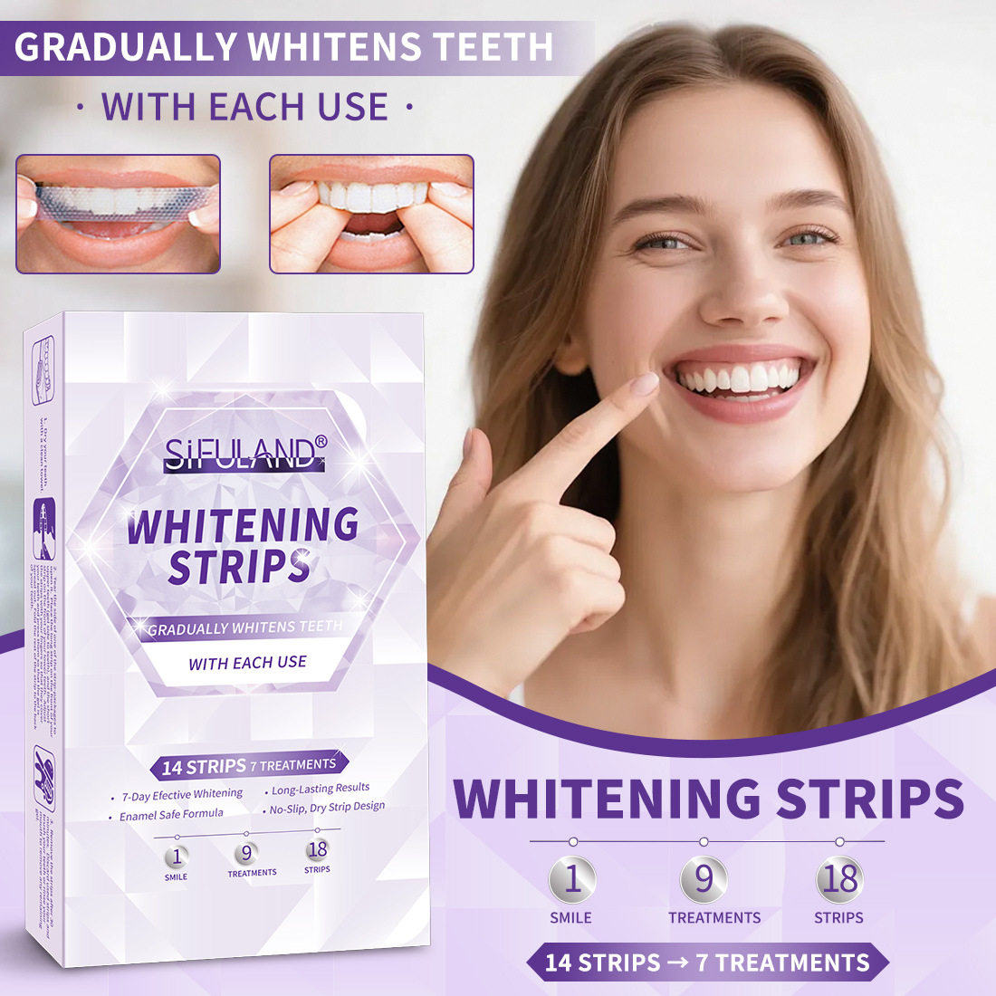 牙贴 温和提亮减少着色改善牙面暗沉牙渍美牙贴亚马逊TK现货