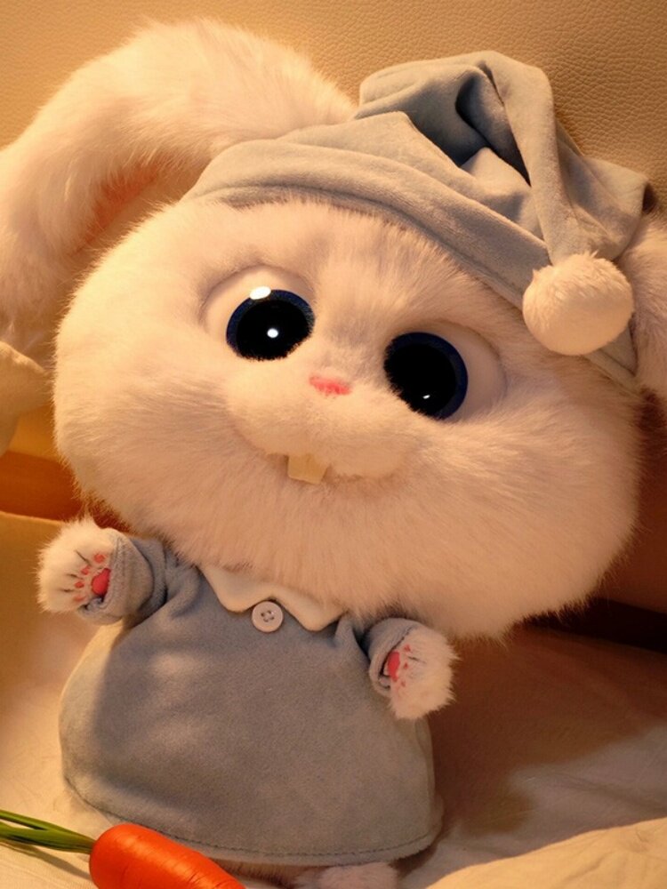 보스 토끼 인형 봉제 인형 애완 동물 인형의  생활 소녀를위한 생일 선물로 공식  귀여운 토끼