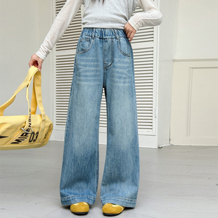 女童牛仔裤春装2026新款儿童裤子女大童韩系直筒阔腿裤超好看春裤