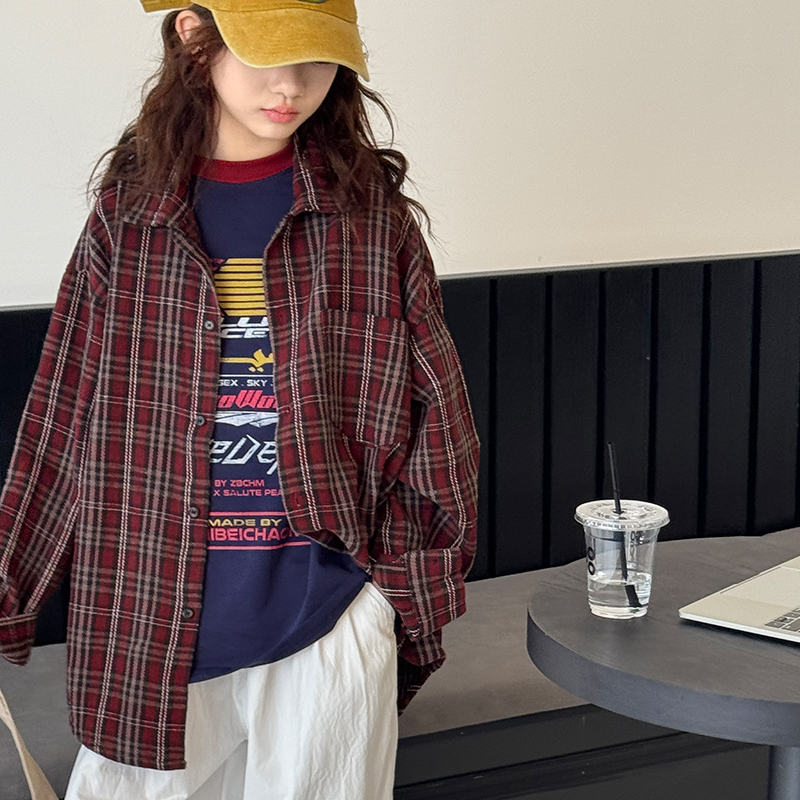女童长袖衬衫2025秋装新款儿童韩系衬衣女大童春秋格子外套薄上衣