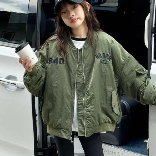 女童棉服儿童洋气刺绣加厚棒球服秋冬季外套2026新款大童夹克上衣