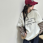 女童长袖 女大童超好看韩系上衣t 儿童假两件打底衫 t恤春装 2026新款