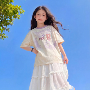 女童夏装套装女孩薄款2026新款初中生夏裙儿童超好看韩范短袖T恤t