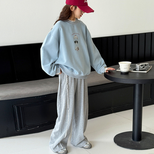 女童韩系高级感穿搭套装2026新款春装女大童卫衣洋气春秋儿童裤子