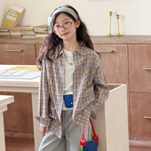 洋气儿童春秋女大童超好看韩系衬衣外套 春装 女童格子衬衫 2026新款