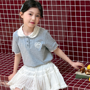 女童短袖T恤2026新款夏薄款儿童超好看洋气夏装套装大童时髦上衣t