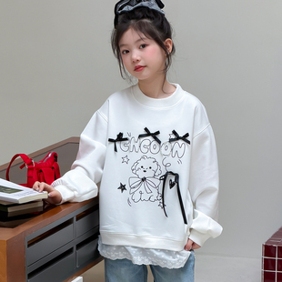 女童卫衣春装2026新款超好看白色儿童洋气韩系女大童上衣早春穿搭