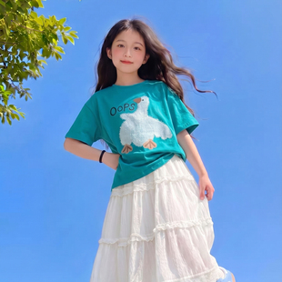 女童夏套装短袖T恤洋气女孩2026新款薄款夏裙儿童大童韩版两件套t