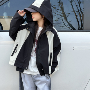 洋气时髦冲锋衣中大童时尚 女童外套春秋儿童春季 夹克春装 清仓