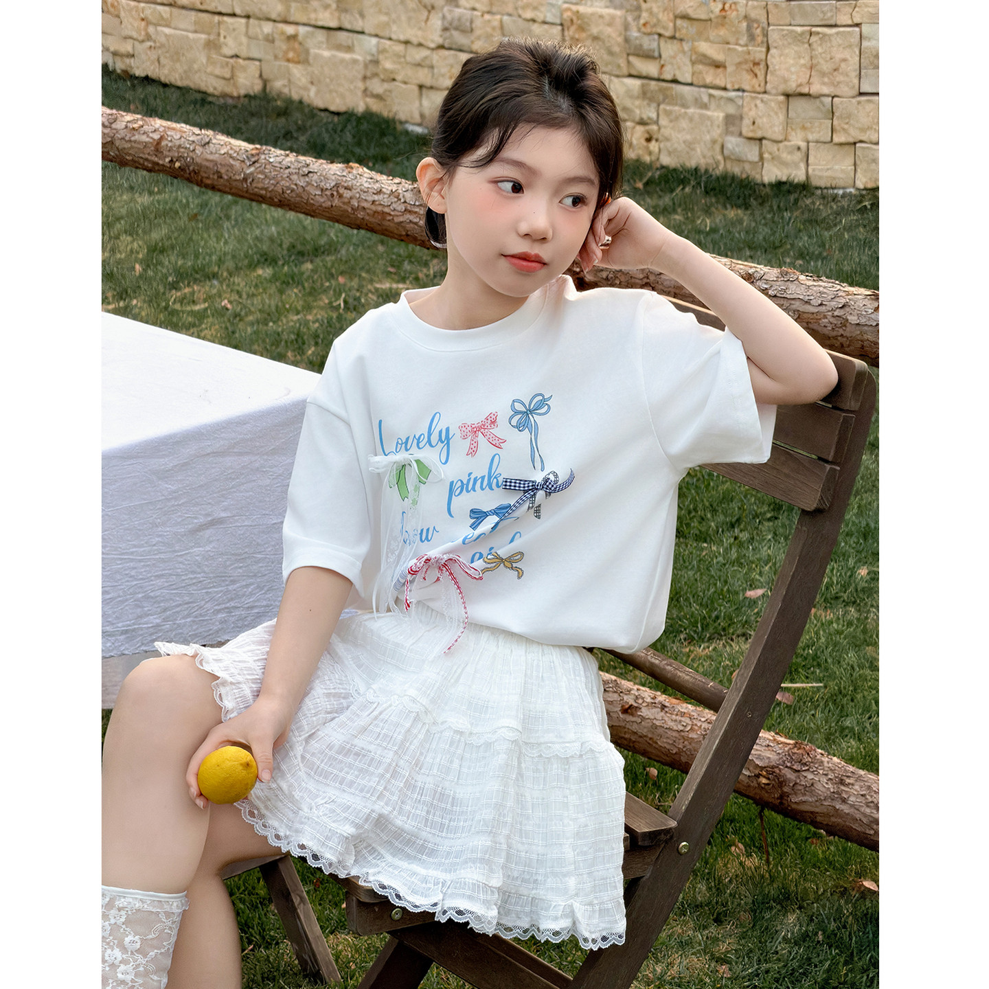 女童夏装短袖T恤2026新款初中生时髦洋气半袖韩系超好看儿童上衣图片