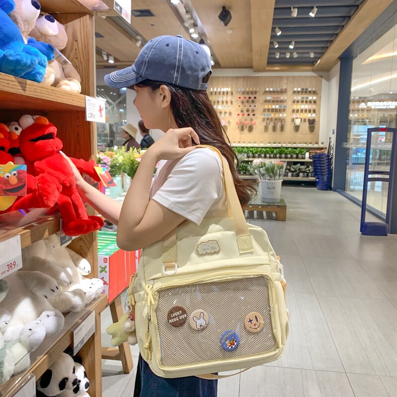 学院风三用双肩包可爱大容量手提斜挎包透明适用MacBook13寸笔记本电脑包华为惠普联想14寸ipad11平板收纳袋