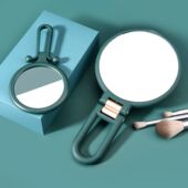 美妆小镜子台式 桌面可立梳妆镜女随身便携带小号折叠宿舍学生化妆