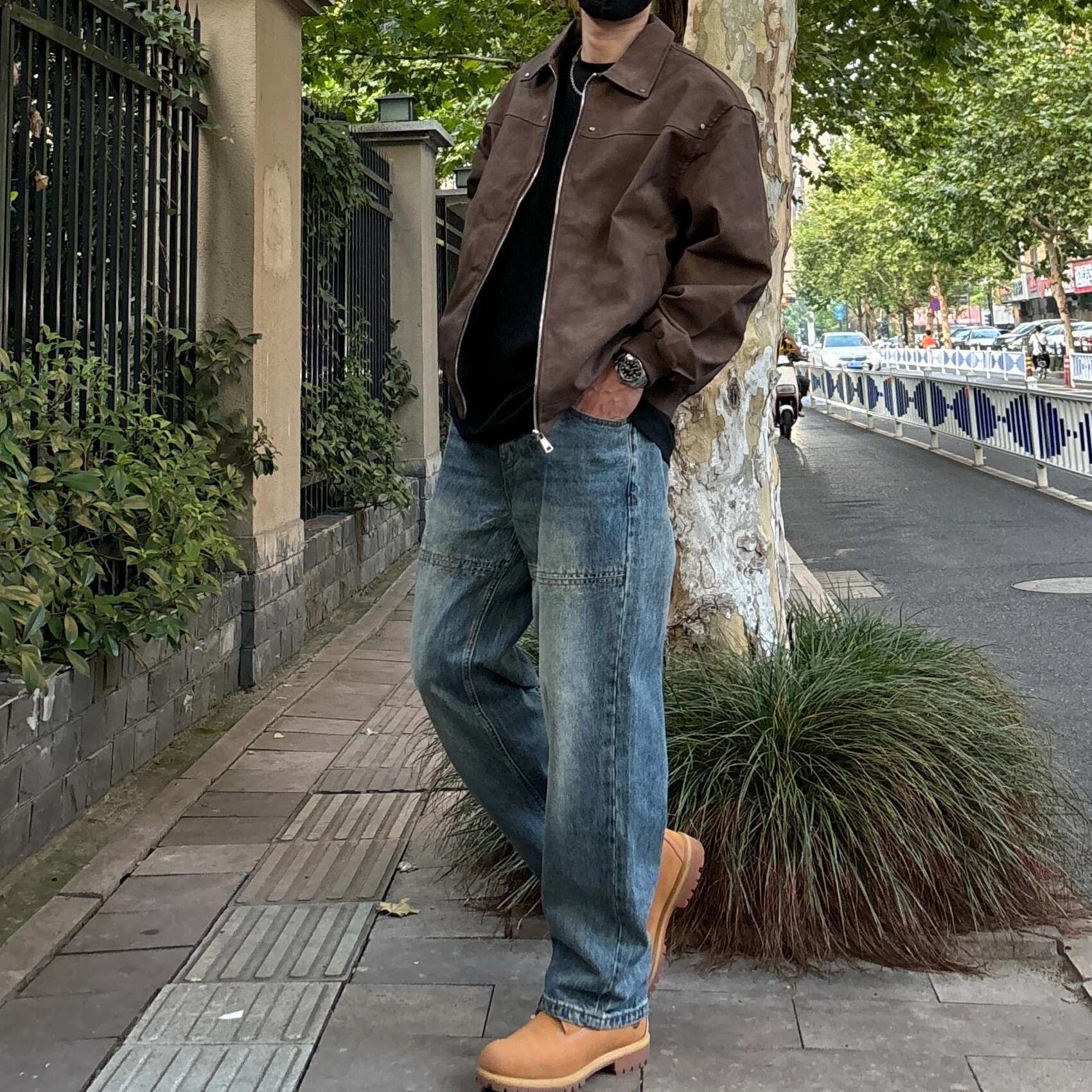 高级感直筒vibe春秋款潮牌牛仔裤