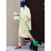 同色半身裙两件套 奶黄色宽松衬衫 巨好看气质减龄穿搭套装 2026新款