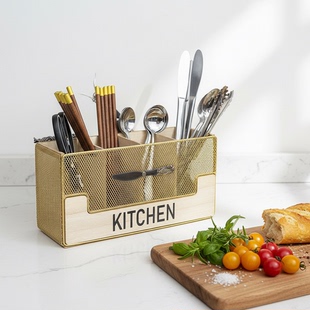 刀叉餐具欧式收纳盒厨房西餐刀叉勺盒桌面置物架木制