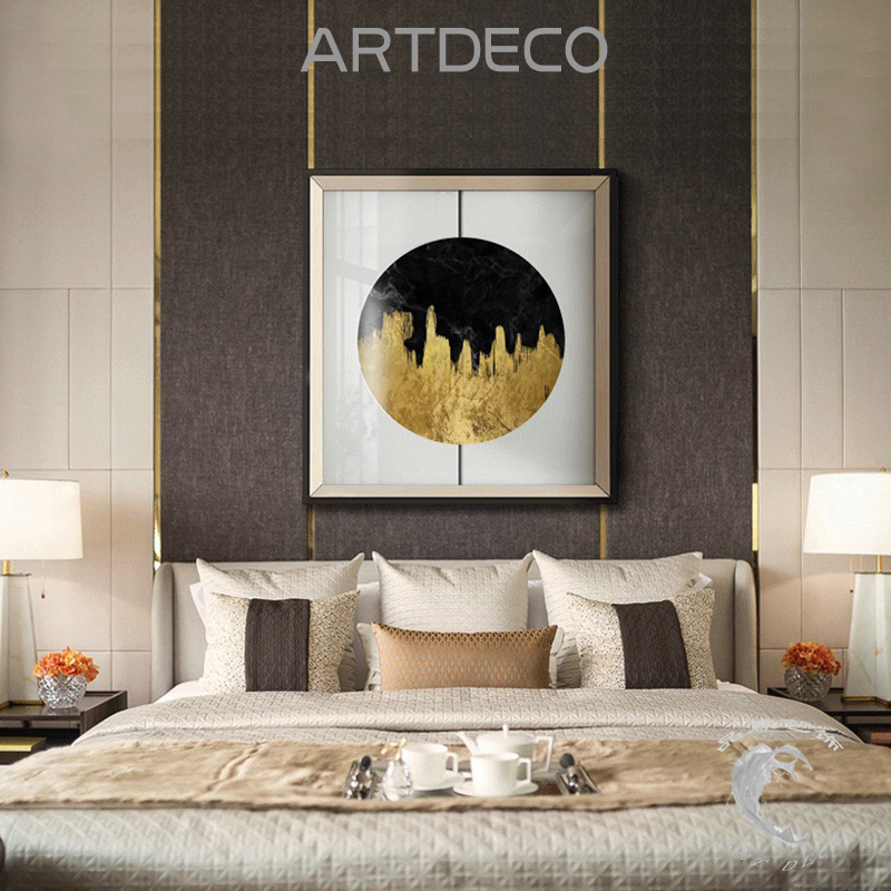 新中式装饰床头画现代简约抽象立体挂画卧室客厅沙发景墙防水轻奢图片