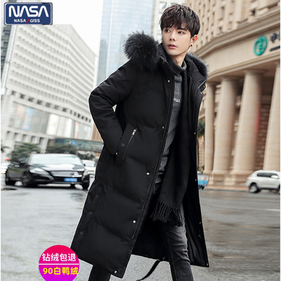 NASA冬装新款中长款羽绒服男长款过膝加厚韩版学生青年中戏外套