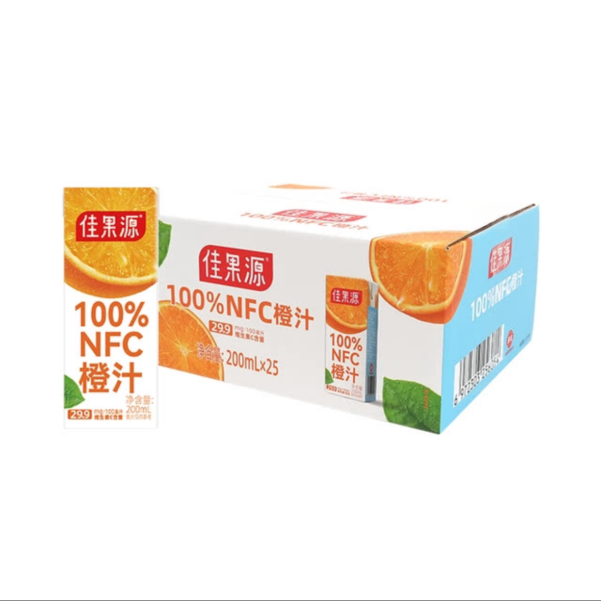 山姆会员超市代购果汁饮品佳果源100%非浓缩NFC橙汁200ml*25瓶