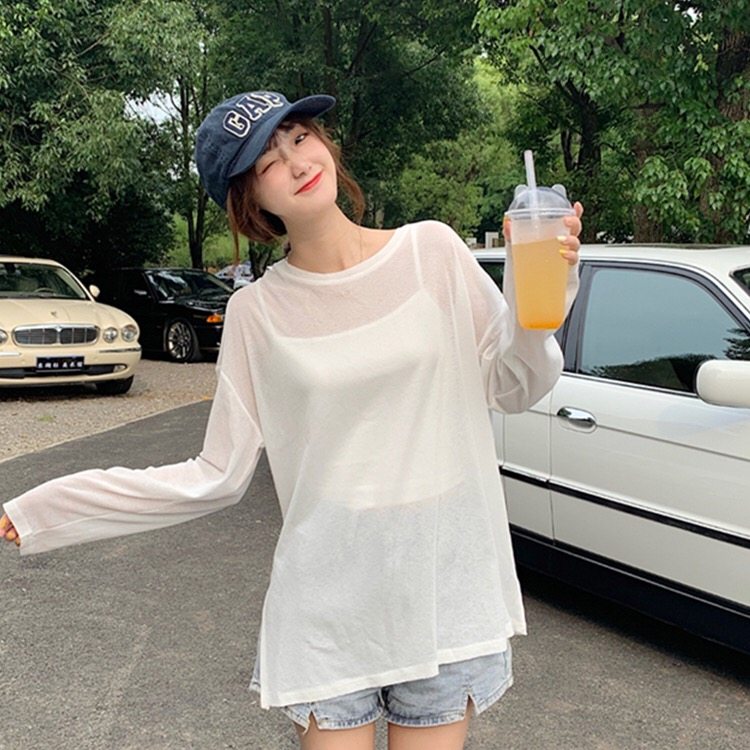 长袖防晒衣女夏海边度假泳衣外搭泡温泉可下水宽松百搭薄款罩衫