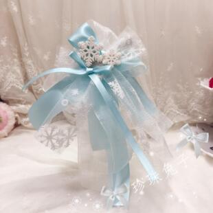 「珍珠兔」原创lolita手作蝴蝶结花丸雪花边夹 ap雪花小物