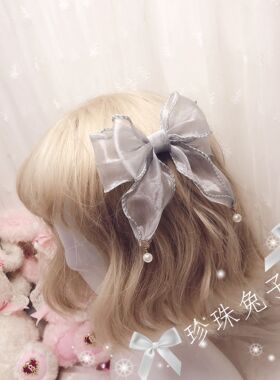 珍珠手作风雪纺边夹吊坠