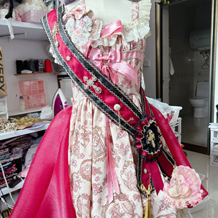 「珍珠兔」原创lolita手作金边华丽定制宝石Lolita绶带搭配ap泰迪