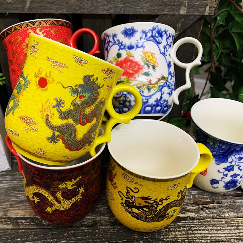 杯子景德镇淘瓷高档龙纹高颜值水杯红黄蓝绿马克杯清仓特价大促销,餐饮具,马克杯,淘宝优惠券,粉丝福利购,淘宝优惠卷