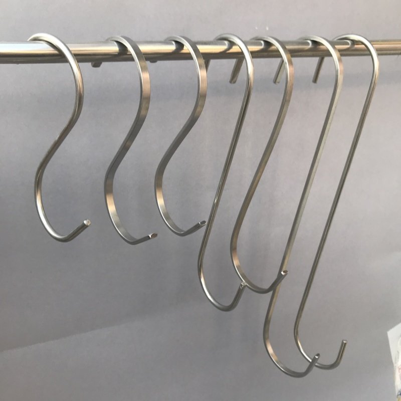 拉丝不锈钢S钩服装店挂钩长钩s型钩子扁钩银圆形s勾衣架展示货架