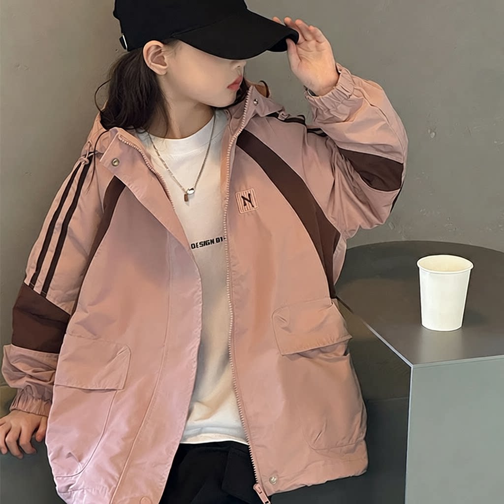 女童冲锋衣加绒款新款女孩大童洋