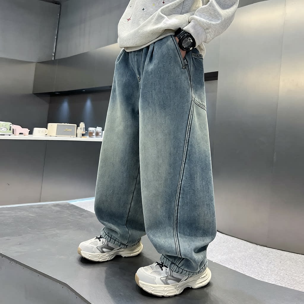 男童春季直筒韩版牛仔裤新款中大