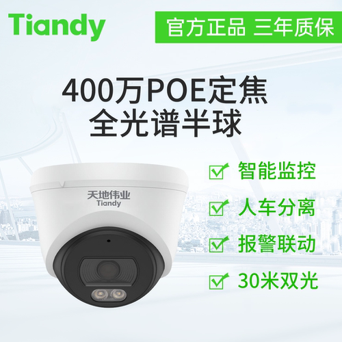 天地伟业400万定焦全光谱半球TC-C54XN 配置:I3W/E