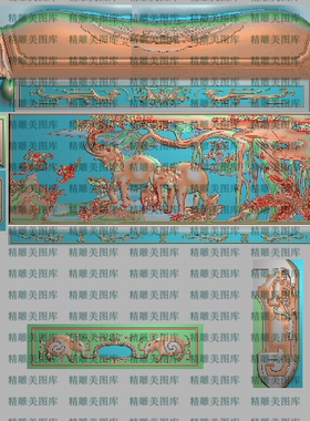 大奔大象精雕吉象沙发套图浮雕图雕刻图吉祥盛世象头沙发整套素材