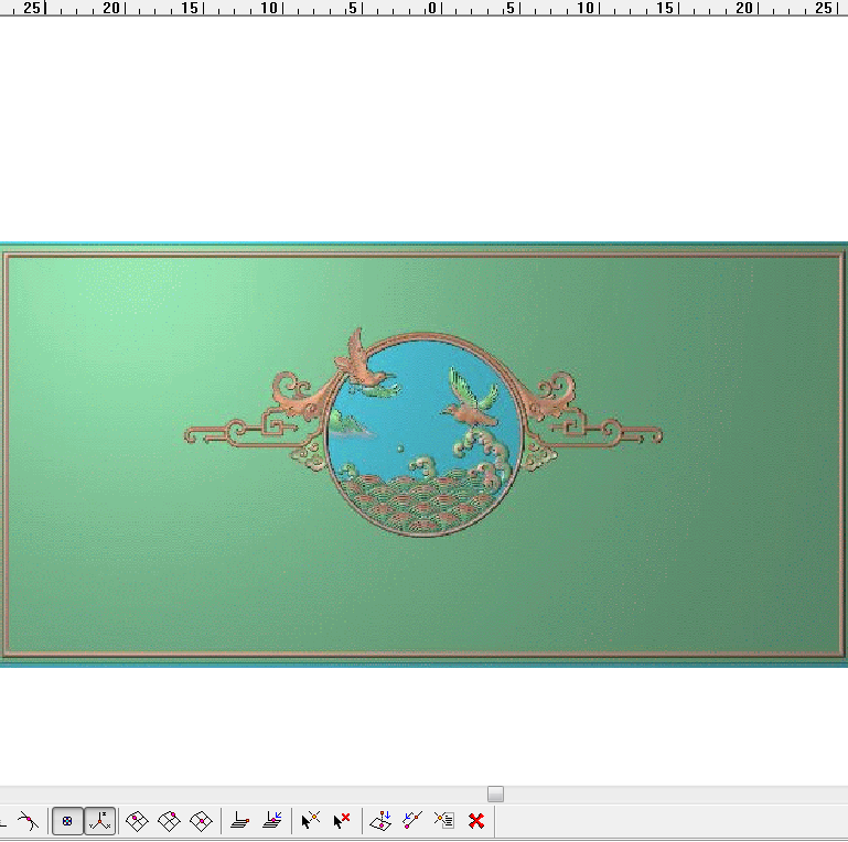 新中式水花海浪靠背大床高拼背板精雕图灰度图简单浪花鸟浮雕图
