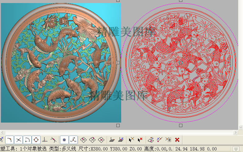 镂空荷花鲤鱼屏风圆精雕图莲花荷叶挂屏灰度浮雕图精品九鲤鱼圆图