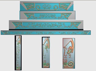 线条裙板牙板精雕图浮雕雕刻图洋花立水灯笼沙发脚腿子仙童下架