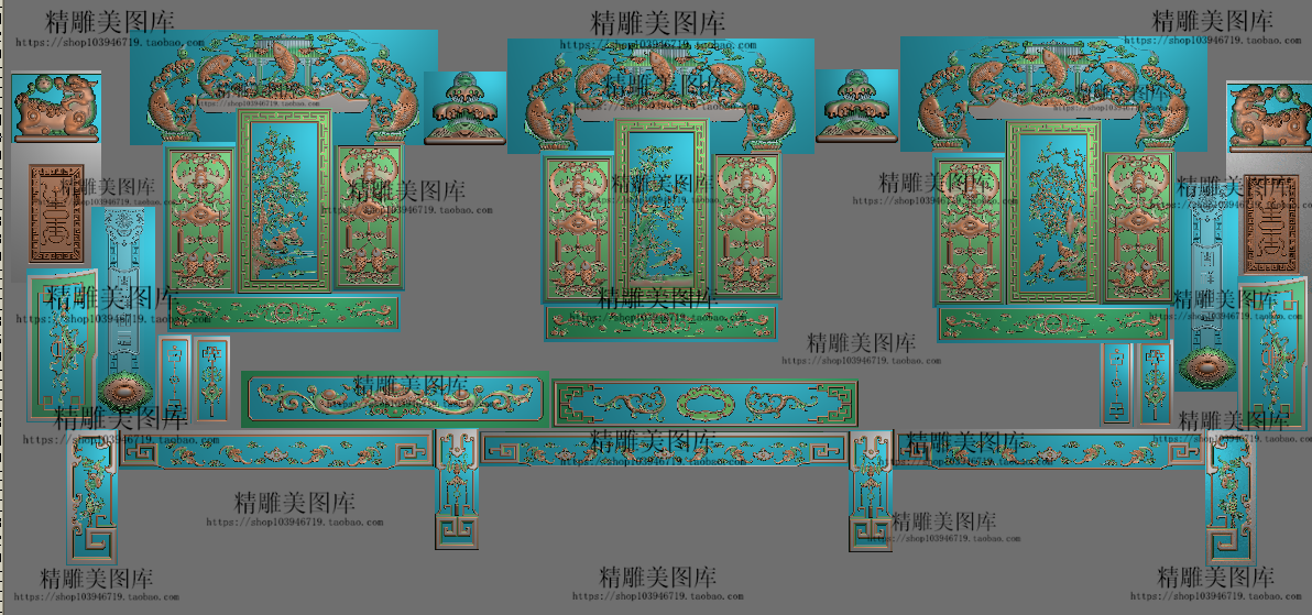 鲤鱼沙发精雕图年年有余沙发精品鱼跃龙门浮雕图四季花鸟雕刻图