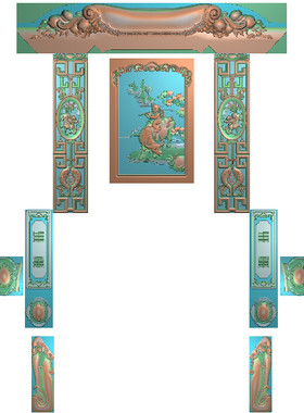 万字沙发精雕图桃子沙发精品童子电脑雕刻图牧童骑黄牛山水浮雕图