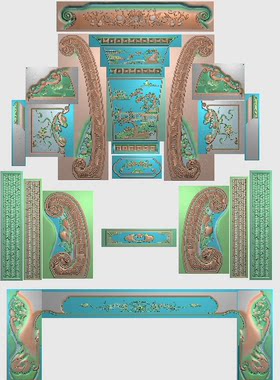 梅花鸟 山水精雕图浮雕刻图灰度图桃子葫芦洋花如意 吉祥宝座沙发