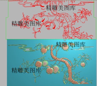 老石榴树硕果累累浮雕图石榴果树靠背精雕图灰度图花鸟石榴背板图