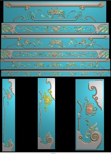 八宝裙板如意牙板精雕图浮雕雕刻图葫芦前后脚精品卷书沙发腿子