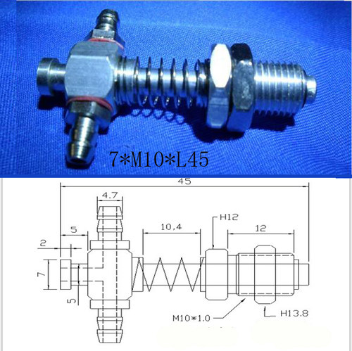 机械手吸盘金具Ø7*M10*L45小头金具天行大头金具 吸盘柱