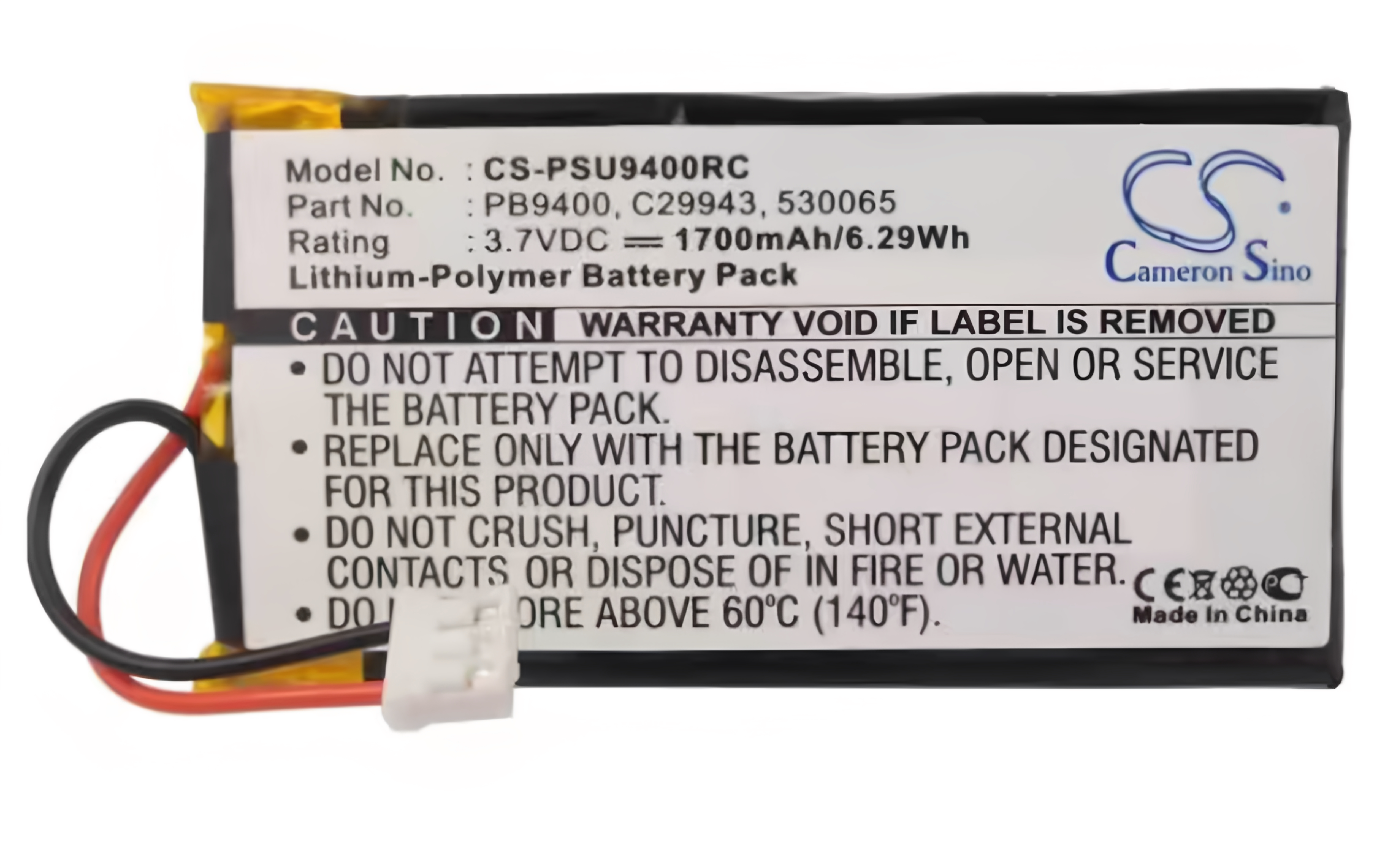 CS适用于遥控器电池PB9400 C29943 530065电板CS-PSU9400RC